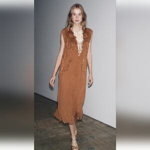 Zara ZW Collection Embroidered Dress